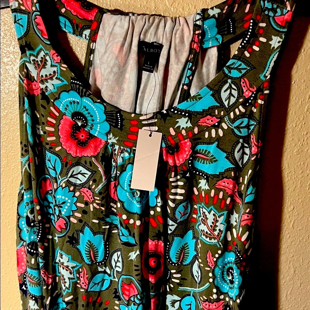 Talbots Floral Tank Top - Red, Blue, and Green